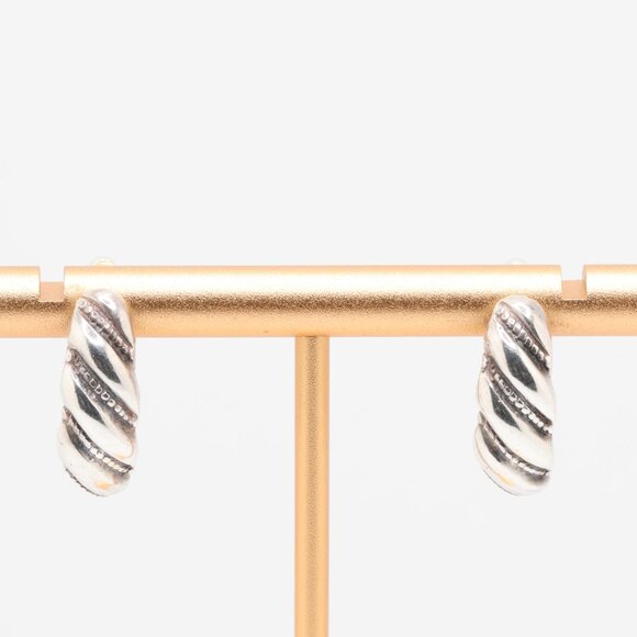 Vintage Sterling Silver Design Latch Back Earrings - Picture 4 of 5